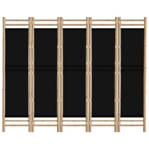 Paravan - Sklopiva sobna pregrada s 5 panela 200 cm od bambusa i platna - Crna 200 x 180 cm 1 Cijena