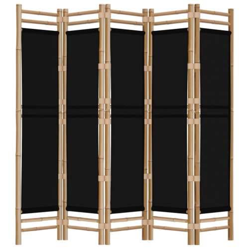 Paravan - Sklopiva sobna pregrada s 5 panela 200 cm od bambusa i platna - Crna 200 x 180 cm 1 Cijena