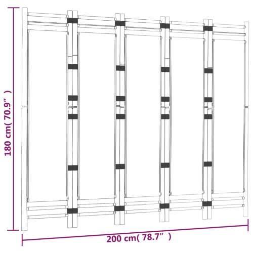 Paravan - Sklopiva sobna pregrada s 5 panela 200 cm od bambusa i platna - Crna 200 x 180 cm 1 Cijena