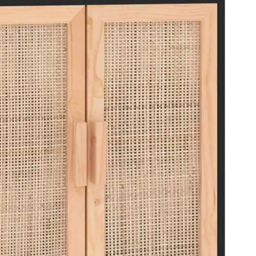 Komoda crna 60 x 30 x 70 cm masivna borovina i prirodni ratan - Crna 1 Cijena