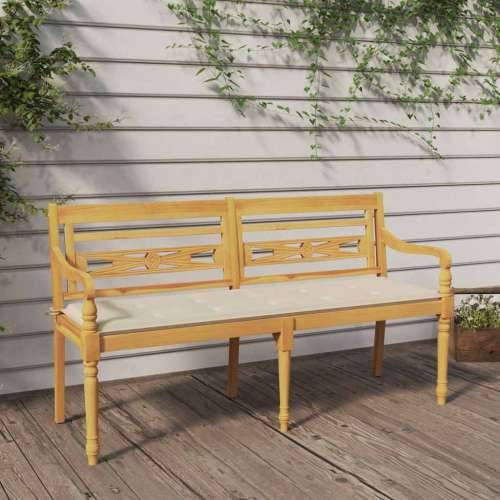 Klupa Batavia s krem jastukom 150 cm od masivne tikovine - Krema 150 cm 1 Cijena