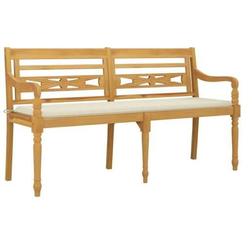 Klupa Batavia s krem jastukom 150 cm od masivne tikovine - Krema 150 cm 1 Cijena