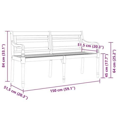Klupa Batavia s krem jastukom 150 cm od masivne tikovine - Krema 150 cm 1 Cijena