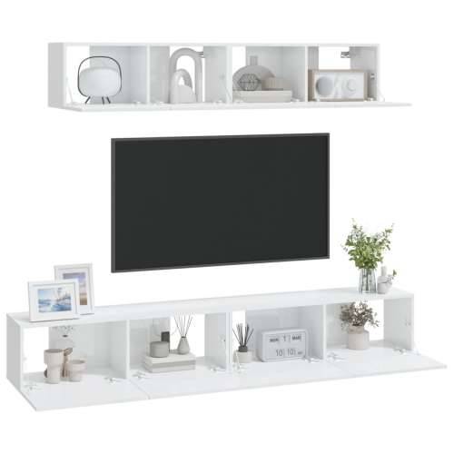 4-dijelni set TV ormarića sjajni bijeli drveni Cijena
