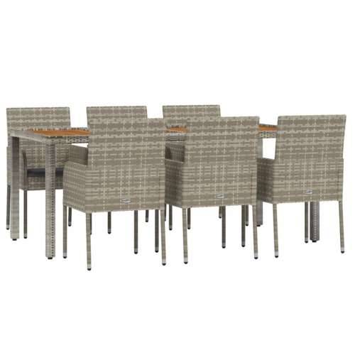 Vrtna garnitura - 7-dijelni vrtni blagovaonski set sivi od poliratana - Siva Dužina stola 190 cm 6 Cijena