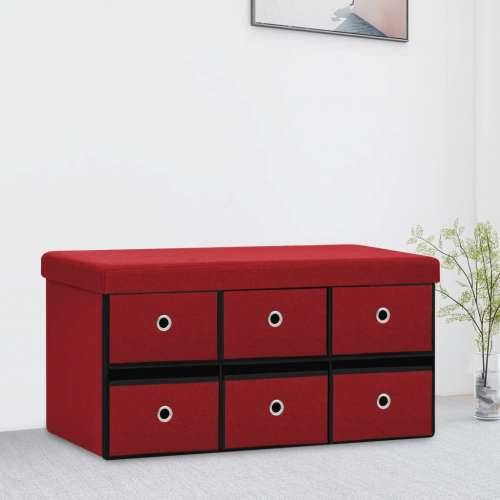 Sklopiva klupa za pohranu boja vina 76x38x38 cm umjetno platno - boja crnog vina Cijena