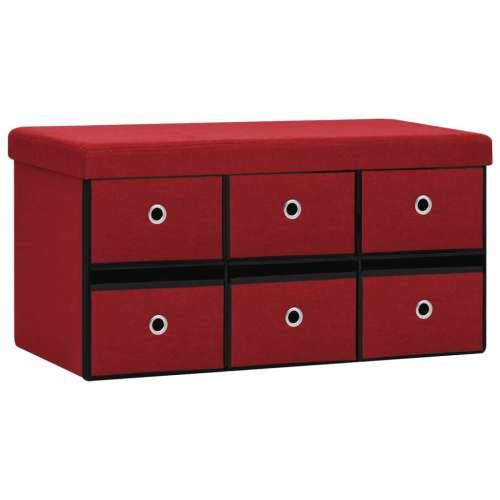 Sklopiva klupa za pohranu boja vina 76x38x38 cm umjetno platno - boja crnog vina Cijena