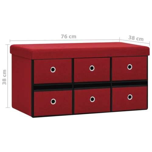 Sklopiva klupa za pohranu boja vina 76x38x38 cm umjetno platno - boja crnog vina Cijena