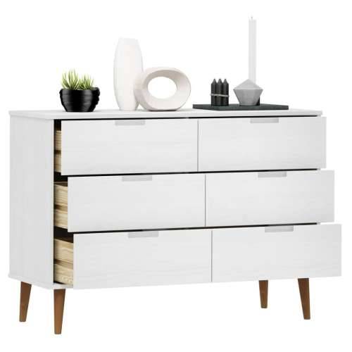 Ladičar MOLDE bijeli 113x40x80 cm od masivne borovine - Bijela 1 Cijena
