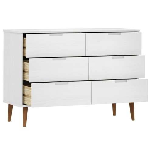 Ladičar MOLDE bijeli 113x40x80 cm od masivne borovine - Bijela 1 Cijena