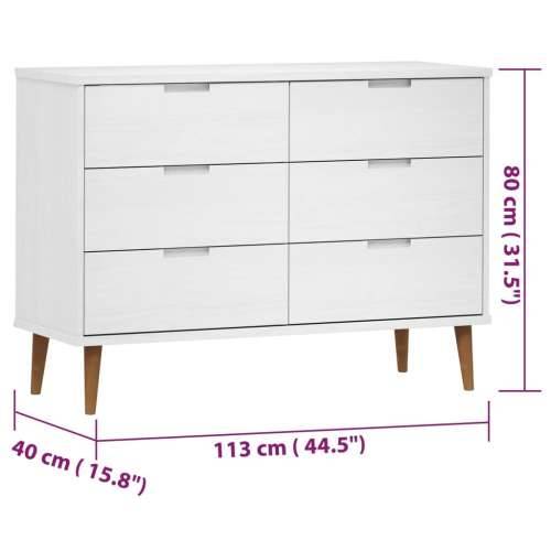 Ladičar MOLDE bijeli 113x40x80 cm od masivne borovine - Bijela 1 Cijena