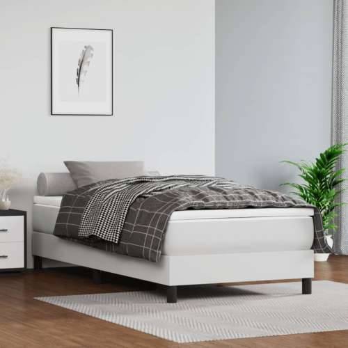 Krevet s oprugama i madracem bijeli 80 x 200 cm od umjetne kože - Bijela 80 x 200 cm 25 cm Cijena