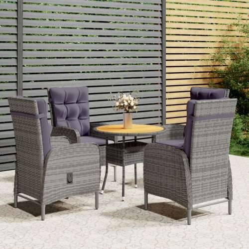 5-dijelni vrtni bistro set od poliratana sivi - Siva i smeđa Ø 80 cm table 4 Cijena