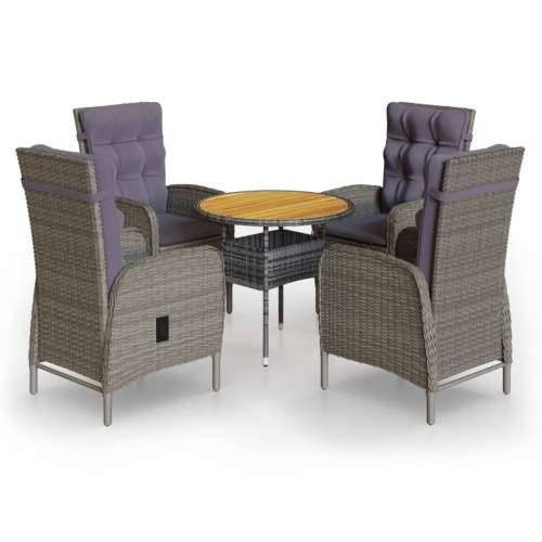 5-dijelni vrtni bistro set od poliratana sivi - Siva i smeđa Ø 80 cm table 4 Cijena