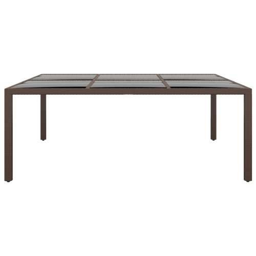 Vrtni stol sa staklenim vrhom smeđi 200 x 150 x 75 cm od ratana - Smeđa 1 Cijena