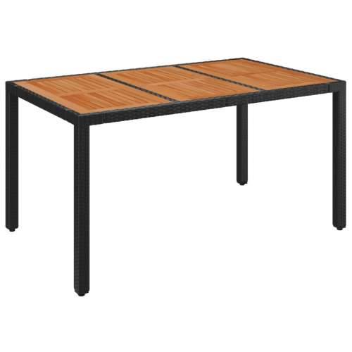 Vrtni stol s drvenom pločom crni 150 x 90 x 75 cm od poliratana - Crna 150 x 90 x 75 cm 1 Drveni vrh Cijena