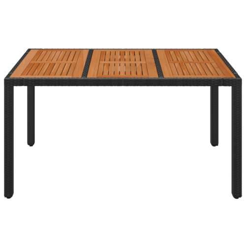 Vrtni stol s drvenom pločom crni 150 x 90 x 75 cm od poliratana - Crna 150 x 90 x 75 cm 1 Drveni vrh Cijena