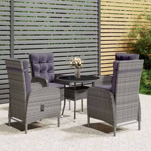 5-dijelni vrtni bistro set od poliratana sivi - Siva Ø 80 cm table 4 Cijena