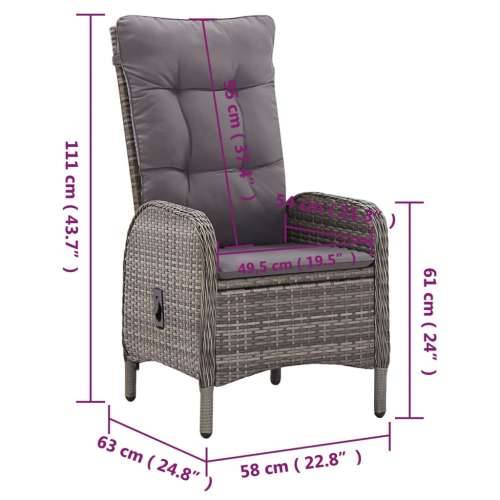 5-dijelni vrtni bistro set od poliratana sivi - Siva Ø 80 cm table 4 Cijena
