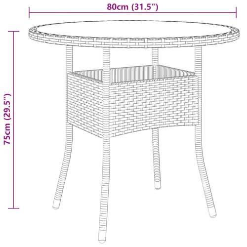 5-dijelni vrtni bistro set od poliratana sivi - Siva Ø 80 cm table 4 Cijena