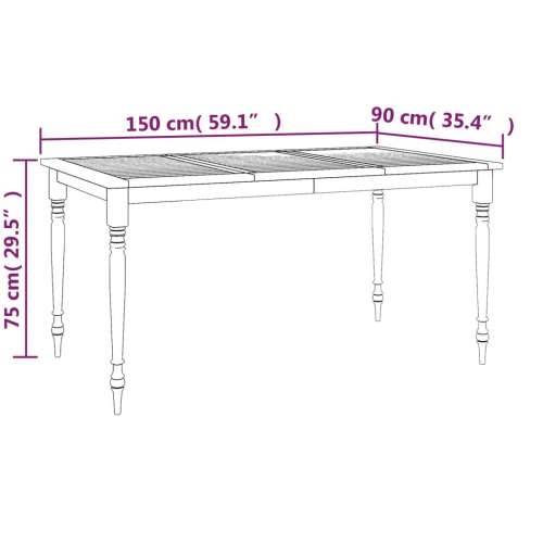 Stol Batavia 150 x 90 x 75 cm od masivne tikovine - prirodna tikovina 150 x 90 x 75 cm 1 Cijena