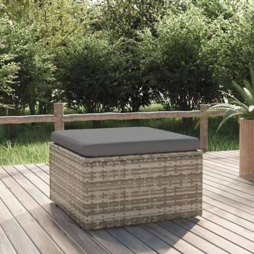 Vrtni tabure s jastukom sivi 55 x 55 x 30 cm od poliratana - 1 naslon za noge Cijena