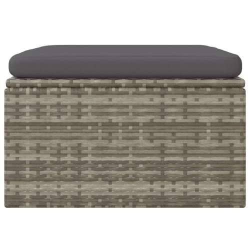 Vrtni tabure s jastukom sivi 55 x 55 x 30 cm od poliratana - 1 naslon za noge Cijena