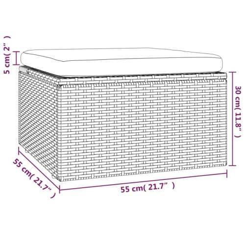 Vrtni tabure s jastukom sivi 55 x 55 x 30 cm od poliratana - 1 naslon za noge Cijena