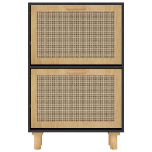 Ormarić za cipele crni 52 x 25 x 80 cm drvo i prirodni ratan - Crna 1 80 cm 25 cm Cijena