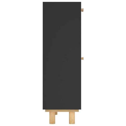 Ormarić za cipele crni 52 x 25 x 80 cm drvo i prirodni ratan - Crna 1 80 cm 25 cm Cijena
