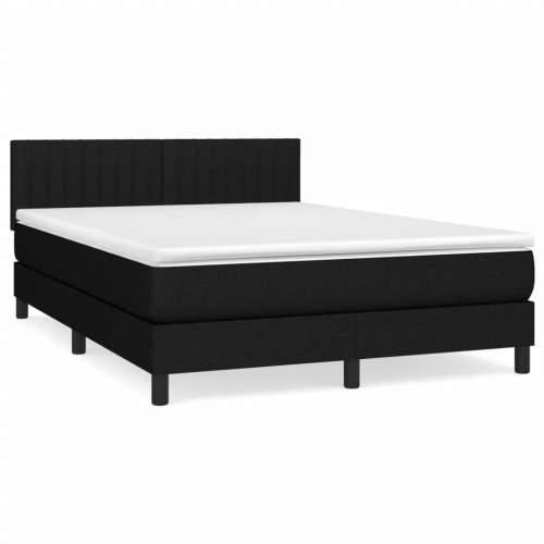 Krevet s oprugama i madracem crni 140 x 190 cm od tkanine - Crna 140 x 190 cm Okomite pruge Cijena