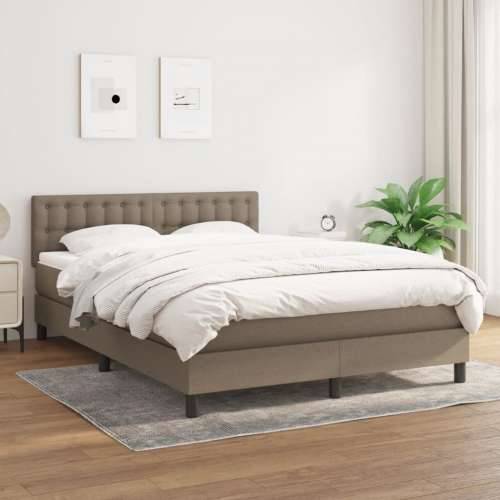 Krevet s oprugama i madracem smeđesivi 140 x 190 cm od tkanine