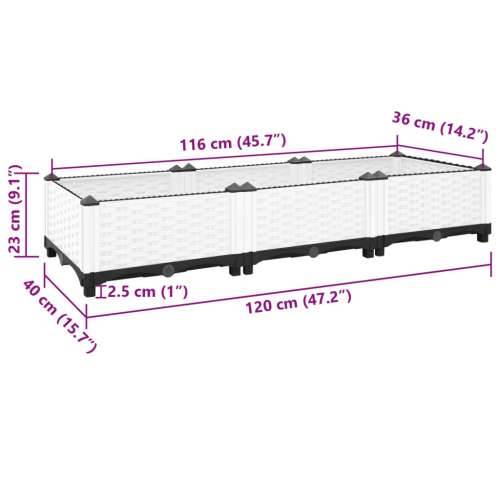 Povišena gredica 120x40x23 cm od polipropilena - Bijela 120 x 40 x 23 cm 1 Cijena