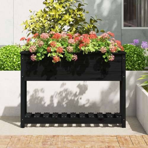 Sadilica s policom crna 111,5x34,5x81 cm od masivne borovine - Crna 111.5 x 34.5 x 81 cm 1 Cijena