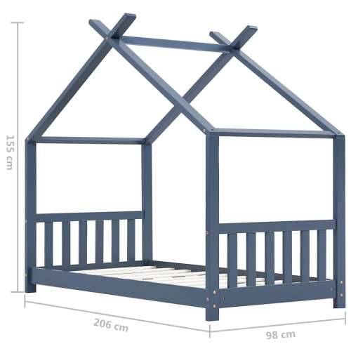 Okvir za dječji krevet od masivne borovine sivi 90 x 200 cm - Siva 90 x 200 cm Cijena