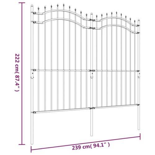 Vrtna ograda sa šiljcima crna 222 cm od čelika obloženog prahom - 1 222 cm Cijena