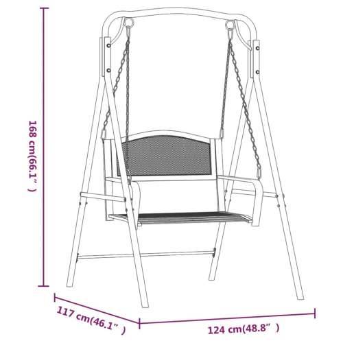 Klupa za ljuljanje 124 cm crna čelična Cijena