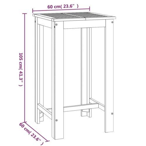 Vrtni barski stol 60 x 60 x 105 cm od masivnog bagremovog drva  - 60 x 60 x 105 cm 1 Cijena