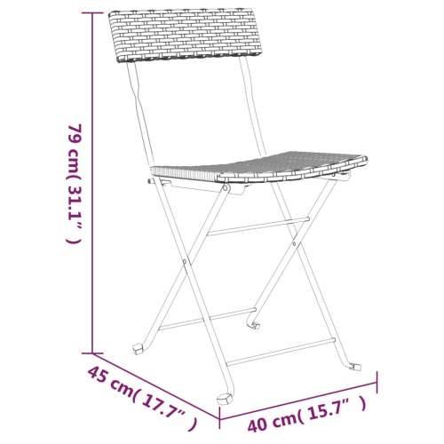 3-dijelni sklopivi bistro set od poliratana crni Cijena