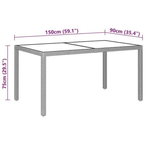 Vrtni stol 150 x 90 x 75 cm od kaljenog stakla i poliratana bež - Bež 1 Cijena
