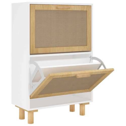 Ormarić za cipele bijeli 52 x 25 x 80 cm drvo i prirodni ratan - Bijela 1 80 cm 25 cm Cijena