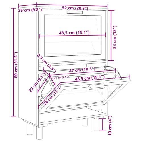 Ormarić za cipele bijeli 52 x 25 x 80 cm drvo i prirodni ratan - Bijela 1 80 cm 25 cm Cijena