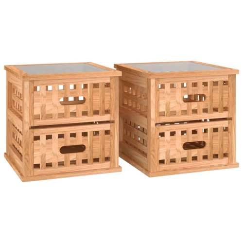 Noćni ormarići 2 kom 34 x 34 x 34 cm od masivnog drva oraha - 2 Cijena