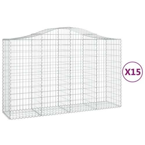 Lučne gabionske košare 15kom 200x50x120/140cm pocinčano željezo - 200 x 50 x 120/140 cm 15 Cijena