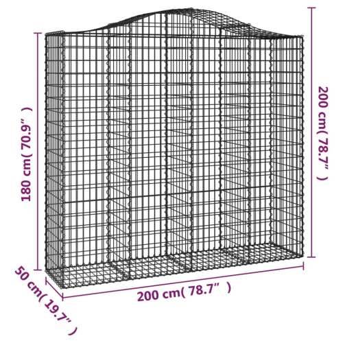 Lučne gabionske košare 4 kom 200x50x180/200cm pocinčano željezo - 200 x 50 x 180/200 cm 4 Cijena