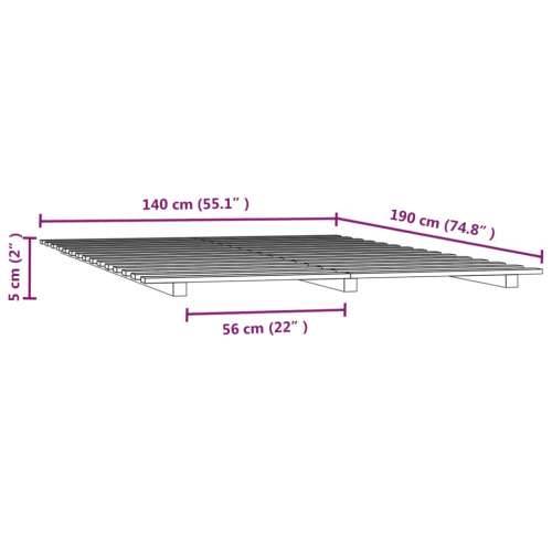 Okvir za krevet crni 140x190 cm od masivnog drva - Crna 140 x 190 cm Cijena