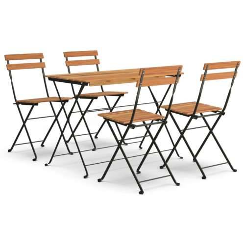 5-dijelni sklopivi bistro set masivno bagremovo drvo i čelik - Crna 4 Cijena