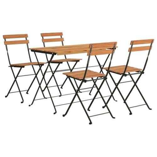 5-dijelni sklopivi bistro set masivno bagremovo drvo i čelik - Crna 4 Cijena