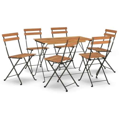 7-dijelni sklopivi bistro set masivno bagremovo drvo i čelik - Crna 6 Cijena