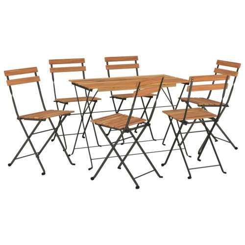 7-dijelni sklopivi bistro set masivno bagremovo drvo i čelik - Crna 6 Cijena
